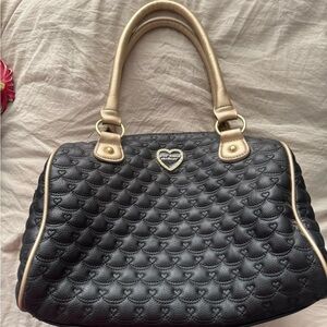 Betsy Johnson Black Quilted Handbag
